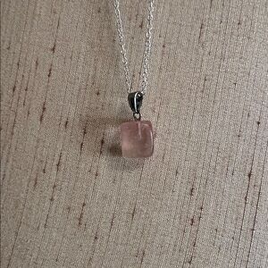 Cherry Quartz Pendant Necklace with Silver Chain